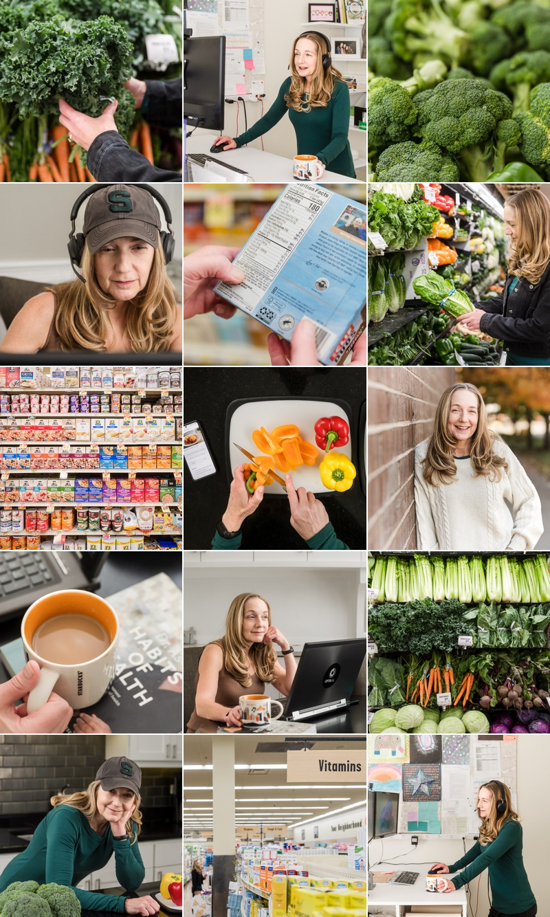 collage of selected images from branding session with Jen Muczenski Chicago Nutritionist and Wellness Coach