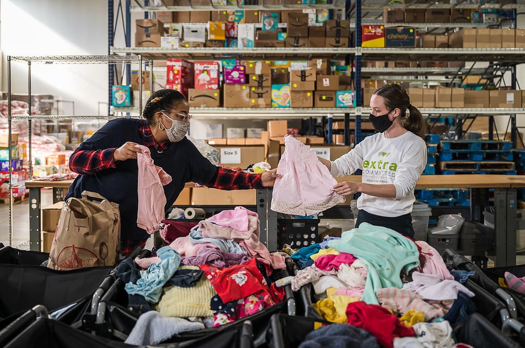 Sorting event for Share Our Spare an organization that helps families in needs throughout Chicago