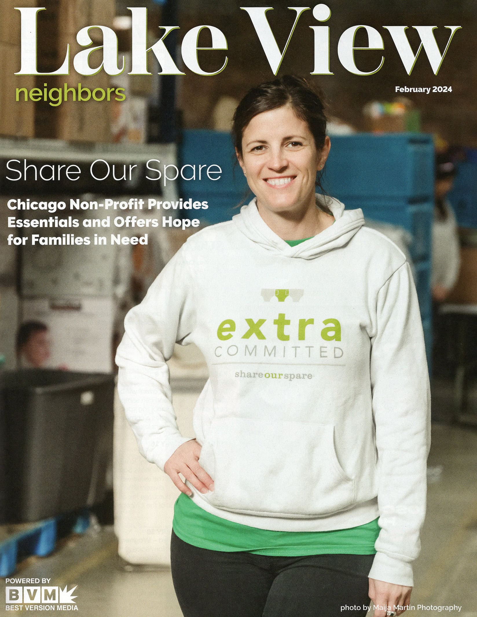 Cover of Lake View Neighbors Magazine featuring Alex Goodfellow the Executive Director of Share Our Spare