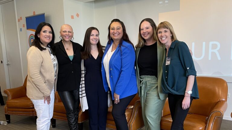 Informal group portrait of the six female panelists, including Maija Martin Photography, for the Inspira event by the Hispanic Business Network.