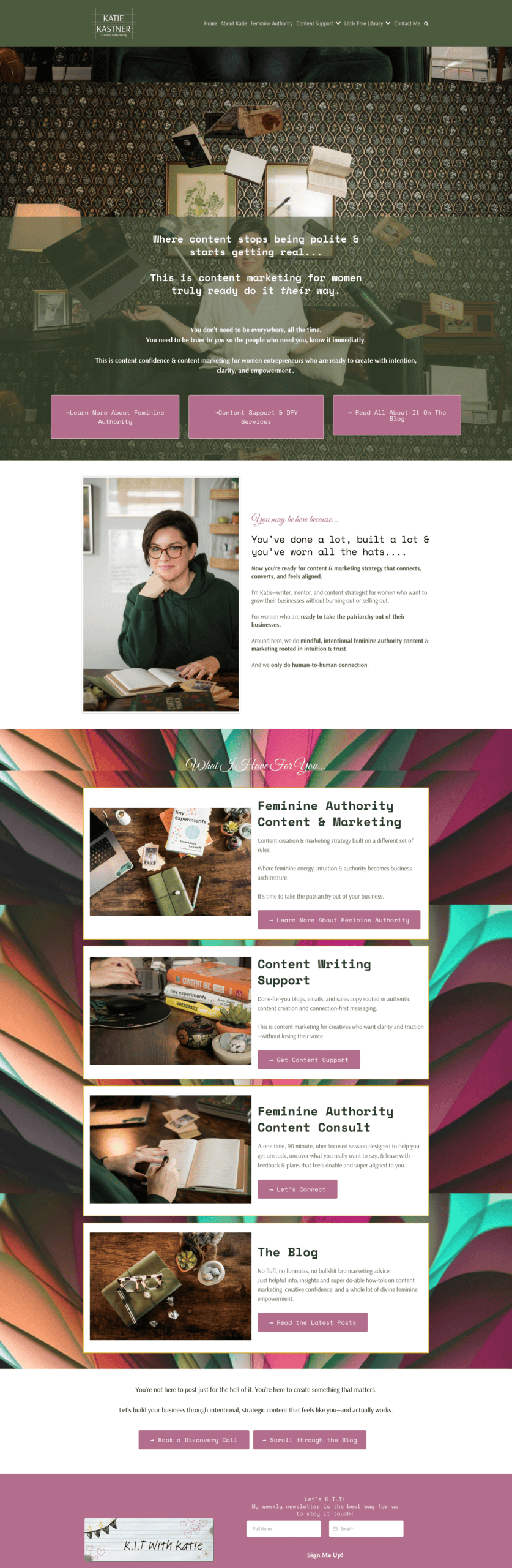 Screen Capture of Website for Katie Kastner Content & Marketing 