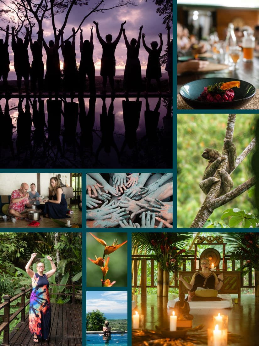 collage of brand photography created for Heather Vickery for the Reclaim Your Peace Retreat in Costa Rica